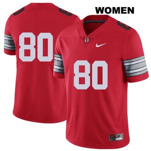 Women's NCAA Ohio State Buckeyes C.J. Saunders #80 College Stitched 2018 Spring Game No Name Authentic Nike Red Football Jersey UG20H57IR